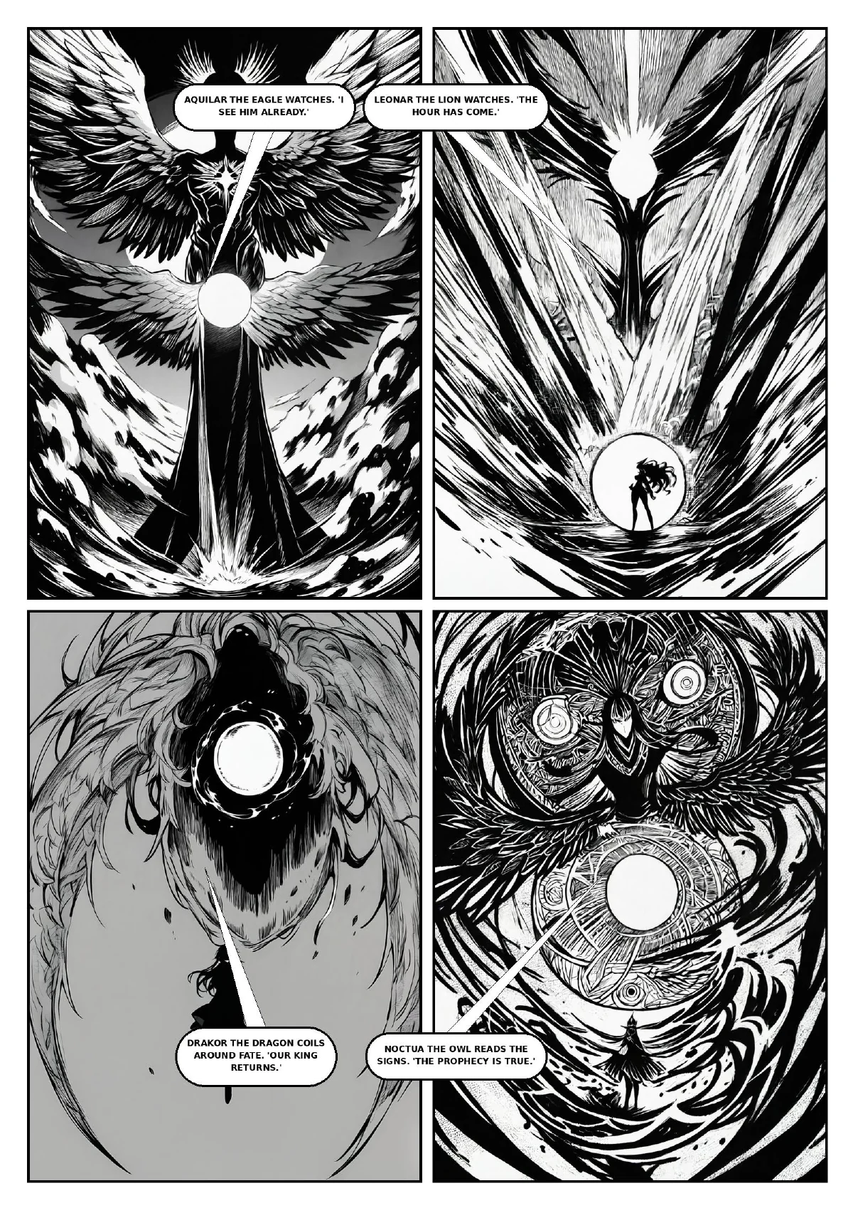 King of Quantum – Parliament of the Gods, Seite 3 von 15 (Schwarz-Weiß-Manga, englischer Text).