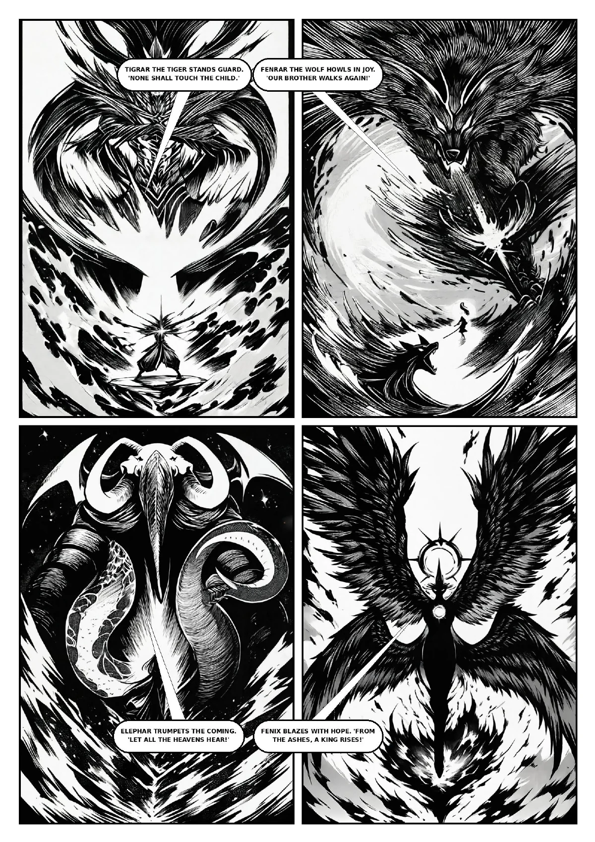 King of Quantum – Parliament of the Gods, Seite 7 von 15 (Schwarz-Weiß-Manga, englischer Text).