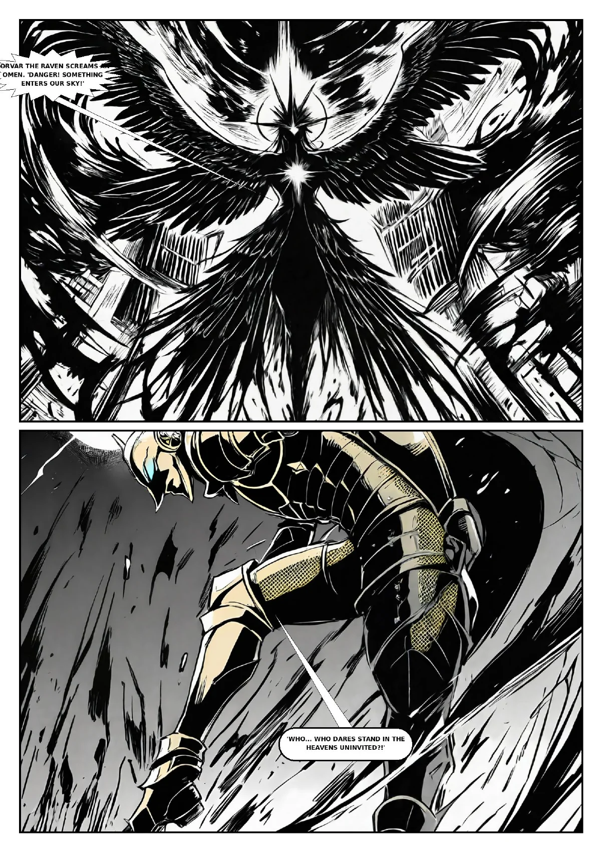 King of Quantum – Parliament of the Gods, Seite 10 von 15 (Schwarz-Weiß-Manga, englischer Text).